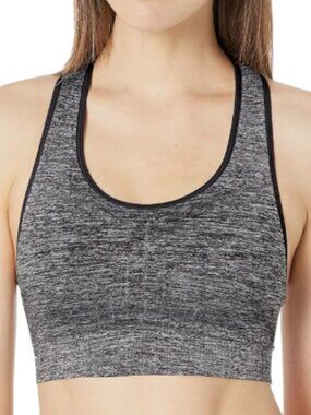 HANES Women's Ebony Heather Seamless Racerback Sportsbra - Medium
